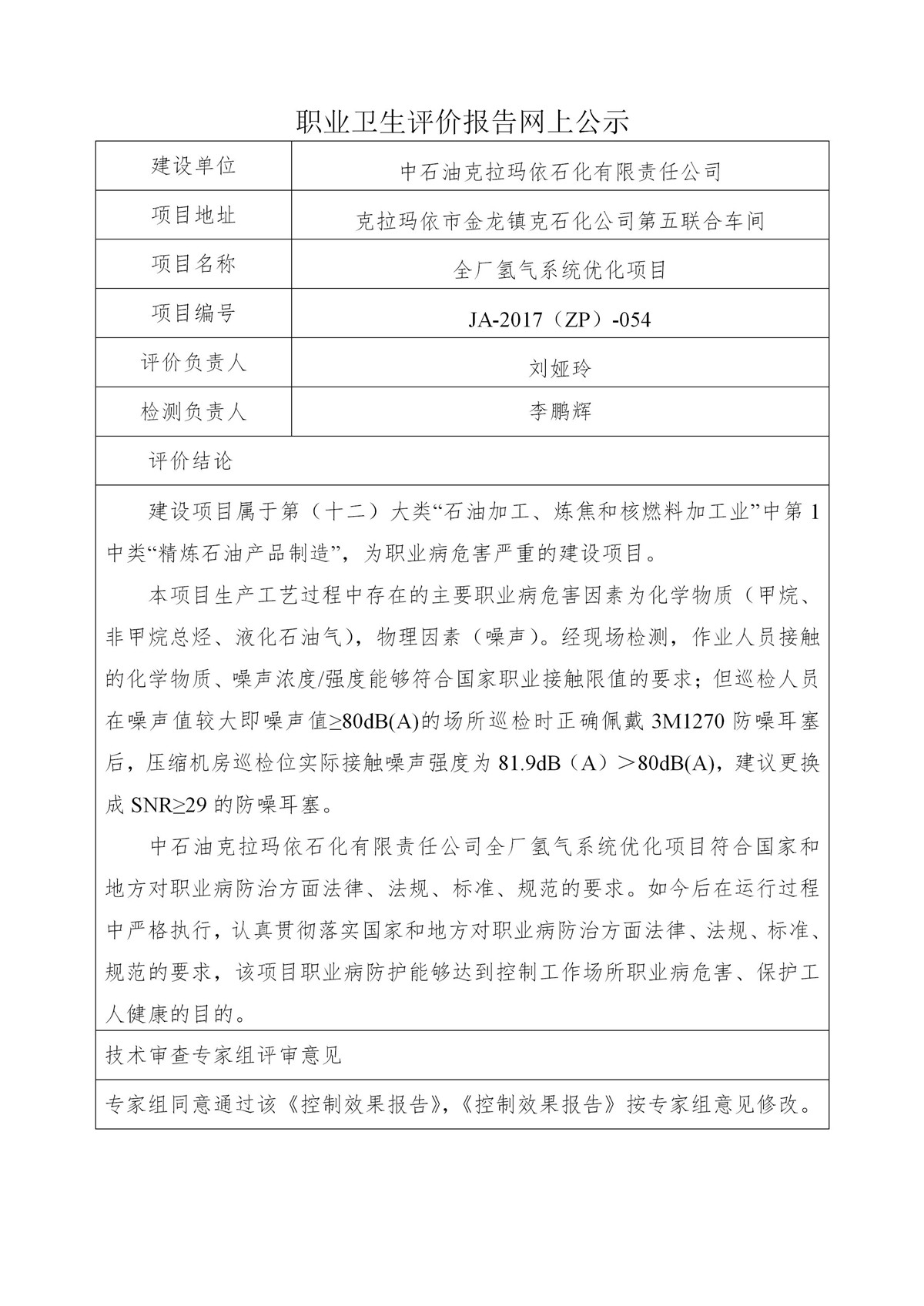 JA-2017(ZP)-054中石油克拉玛依石化有限责任公司全厂氢气系统优化项目职业病危害控制效果评价_01.jpg