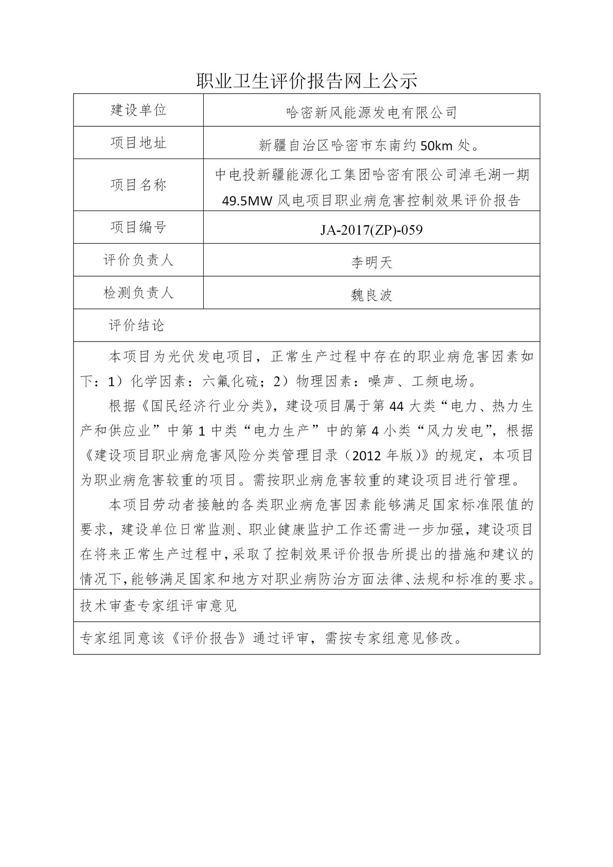 JA-2017(ZP)-059中电投新疆能源化工集团哈密有限公司淖毛湖一期49.5MW风电项目职业病危害控制效果评价报告_01.jpg