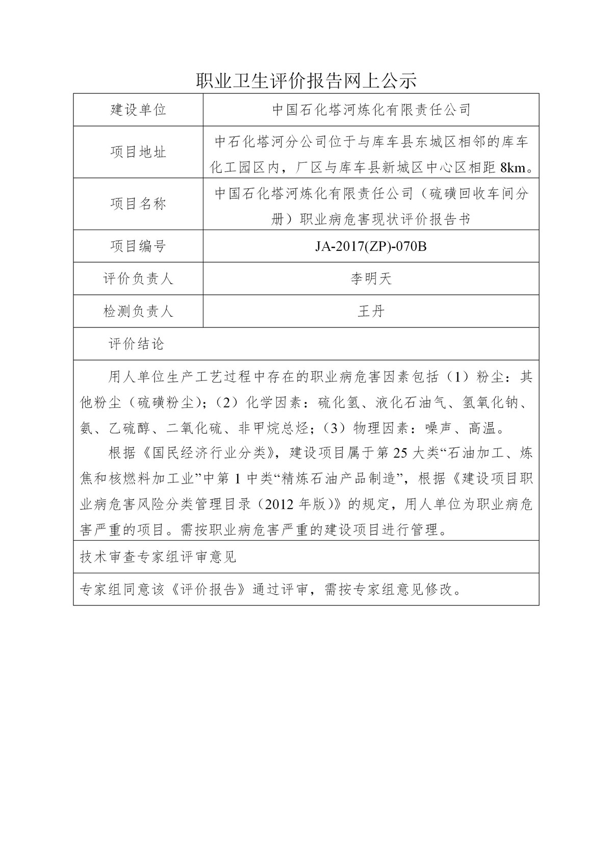 JA-2017(ZP)-070B中国石化塔河炼化有限责任公司（硫磺回收车间分册）职业病危害现状评价报告书_01.jpg