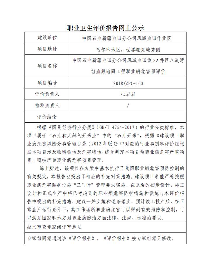 JA-2018(ZP)-163中国石油新疆油田分公司风城油田重22井区八道湾组油藏地面工程职业病危害预评价.jpg